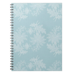 Mooie lichtblauwe witte bloem faux kant   notitieboek