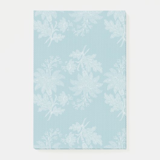 Mooie lichtblauwe witte bloem faux kant post-it® notes (Voorkant)