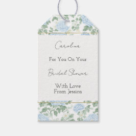 Mooie Lichtblauwe Witte Bloemen Bruiloftsdouche Cadeaulabel