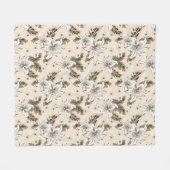 Mooie lichtbruine bloempatroon fleece deken (Voorkant (Horizontaal))