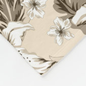 Mooie lichtbruine bloempatroon fleece deken (Hoek)