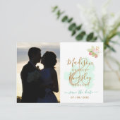 Mooie Lichte Groene 💚 Botanische Boho Bruiloft Save The Date (Staand voorkant)