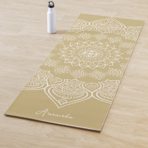 Mooie lichte mosterd Mandala Custom Yoga Mat
