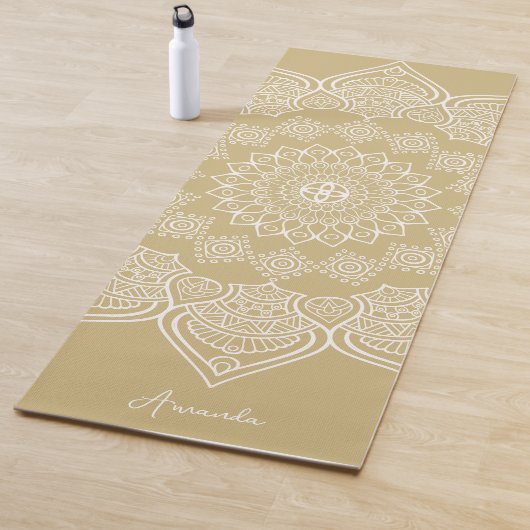 Mooie lichte mosterd Mandala Custom Yoga Mat (In situ)