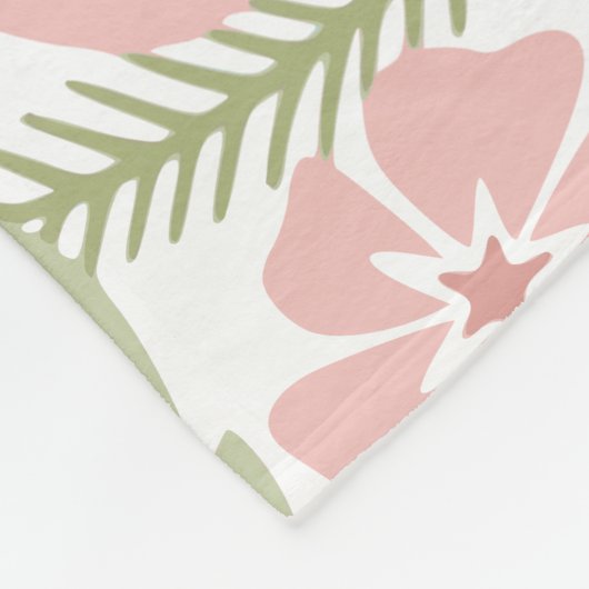 Mooie Lichte Roze en Groene Bloemen Fleece Deken (Hoek)