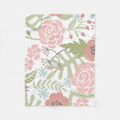 Mooie Lichte Roze en Groene Bloemen Fleece Deken (Voorkant)
