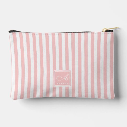 Mooie lichte roze roze strepen gemonoogrammeerde i etui (Achterkant)
