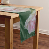 Mooie lichte roze rozen korte tafelloper (Voorbeeld)