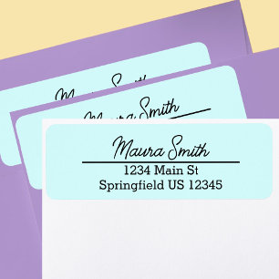 Mooie lichte turquoise minimalistische retouradres etiket