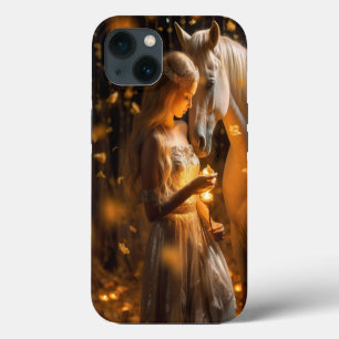 Mooie Lichten Fantasie Meisje Paard iPhone 13 Hoesje