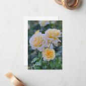 Mooie lichtgele rozen notitiekaartje (Voorkant / Achterkant in situ)