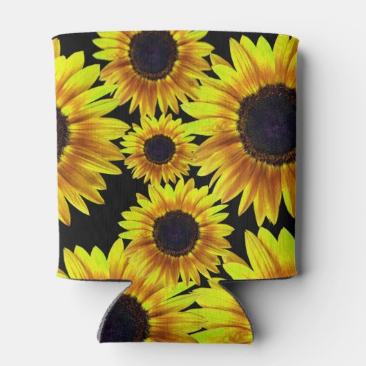 Mooie, lichtgele zonnebloem - blikjeskoeler (Achterkant)