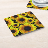 Mooie, lichtgele zonnebloem - kartonnen onderzetters (Gebogen)