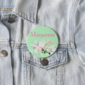 Mooie lichtroze appelbloesem naam speld ronde button 7,6 cm (In situ)