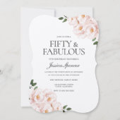 Mooie, lichtroze bruine roze legant 50e verjaardag kaart (Voorkant)