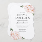 Mooie, lichtroze bruine roze legant 50e verjaardag kaart (Voorkant / Achterkant)