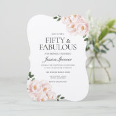 Mooie, lichtroze bruine roze legant 50e verjaardag kaart (Staand voorkant)