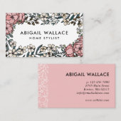 Mooie, lichtroze Lijst van Floral Greenery Visitekaartje (Voorkant / Achterkant)