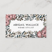 Mooie, lichtroze Lijst van Floral Greenery Visitekaartje (Voorkant)