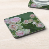Mooie lichtroze tuinrozen  bier onderzetter (Linkerzijde)