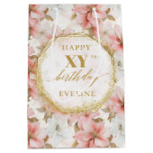 Mooie Lichtroze Waterverf 90 Verjaardag Gift Bag Medium Cadeauzakje (Voorkant)