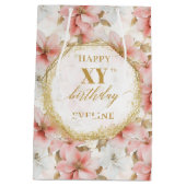 Mooie Lichtroze Waterverf 90 Verjaardag Gift Bag Medium Cadeauzakje (Achterkant)