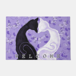 Mooie Liefde Deurmat Kat Paar - Welkom