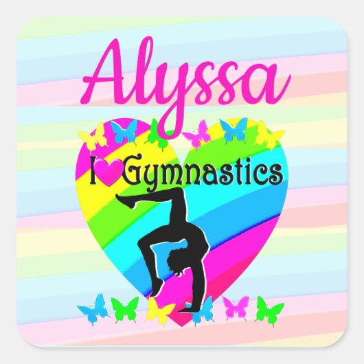 MOOIE LIEFDE GYMNASTIEK VOOR ALTIJD DESIGN VIERKANTE STICKER (Voorkant)