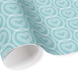 Mooie Liefde Hart Cirkels Turquoise Blauwe Moderne Cadeaupapier