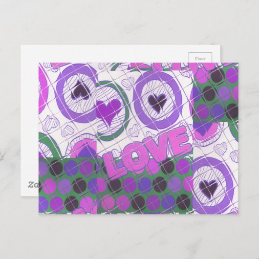 Mooie liefde hart motief art print briefkaart (Voorkant / Achterkant)
