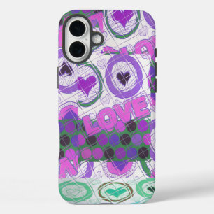 Mooie liefde hart motief art print iPhone 16 plus hoesje