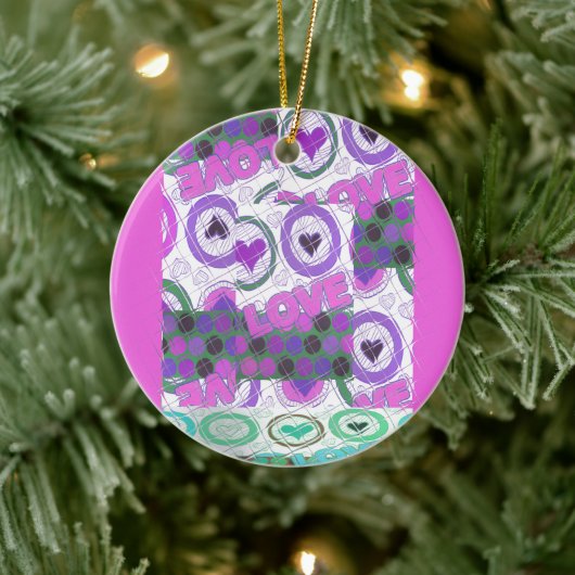 Mooie liefde hart motief art print keramisch ornament (Boom)