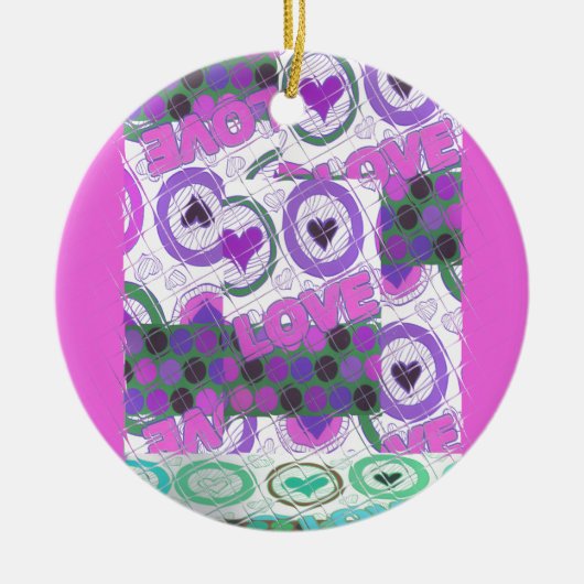 Mooie liefde hart motief art print keramisch ornament (Voorkant)