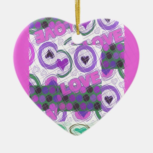 Mooie liefde hart motief art print keramisch ornament (Voorkant)