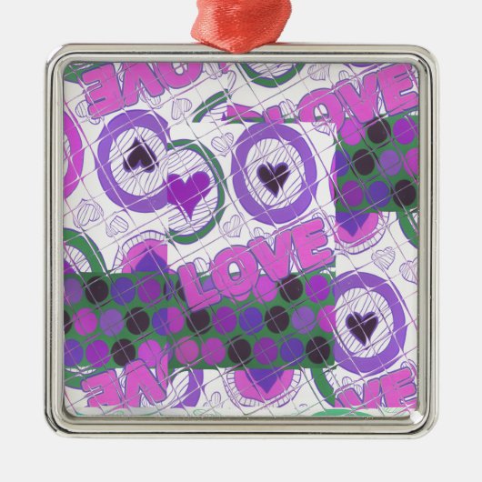 Mooie liefde hart motief art print metalen ornament (Voorkant)