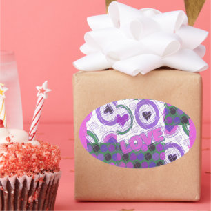 Mooie liefde hart motief art print ovale sticker