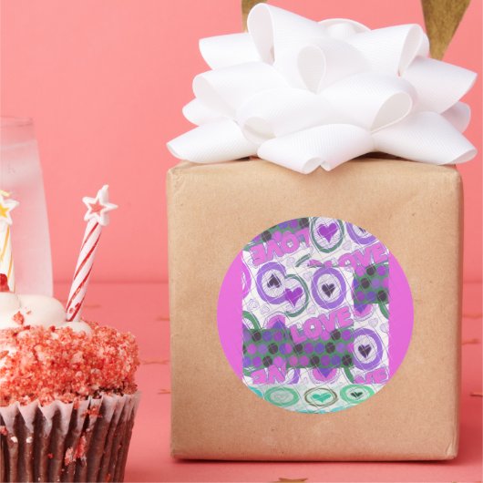 Mooie liefde hart motief art print ronde sticker (Feest)