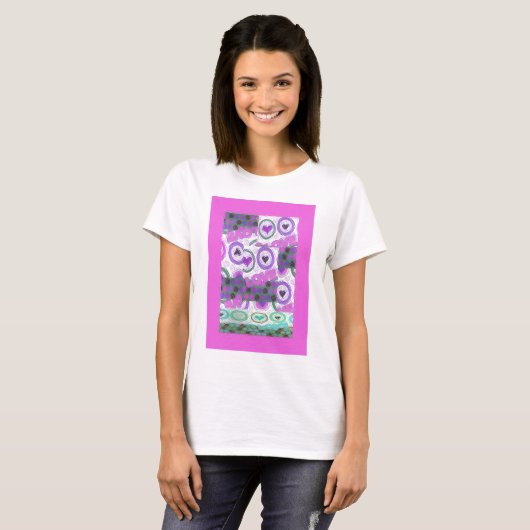 Mooie liefde hart motief art print t-shirt (Voorkant volledig)