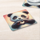 Mooie liefde hart panda kartonnen onderzetters (Schuin)