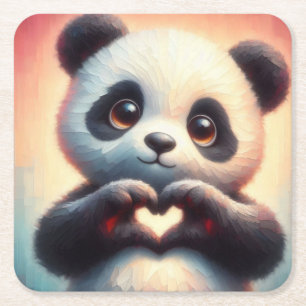 Mooie liefde hart panda kartonnen onderzetters