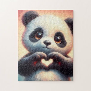 Mooie liefde hart panda legpuzzel