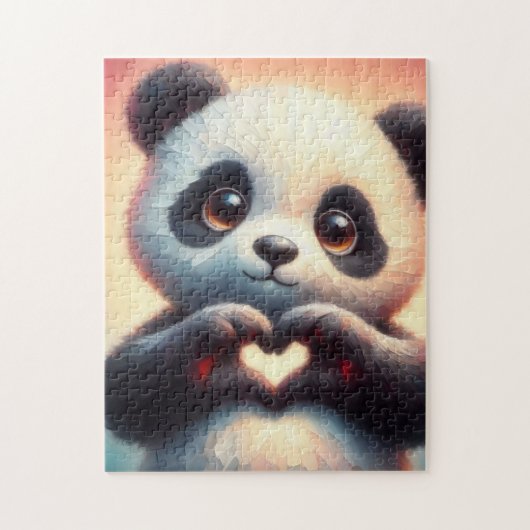Mooie liefde hart panda legpuzzel (Verticaal)