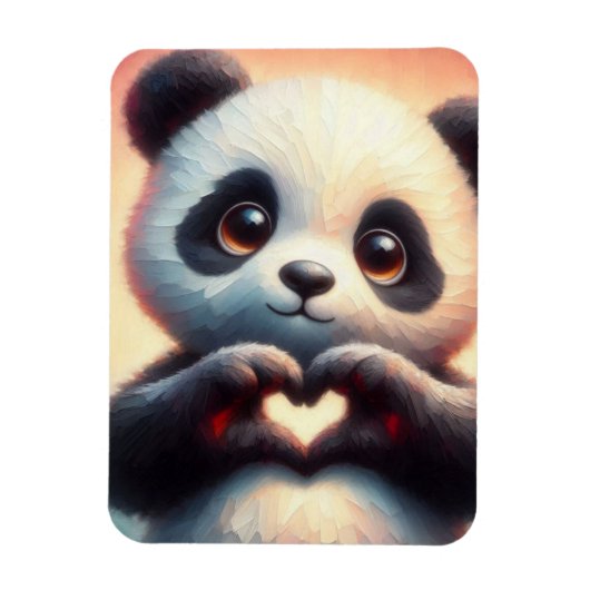 Mooie liefde hart panda magneet (Verticaal)