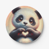 Mooie liefde hart panda papieren bordje (Voorkant)