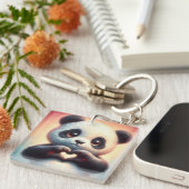 Mooie liefde hart panda sleutelhanger (Voorkant Rechts)