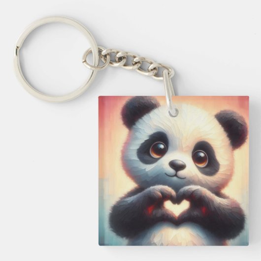 Mooie liefde hart panda sleutelhanger (Voorkant)
