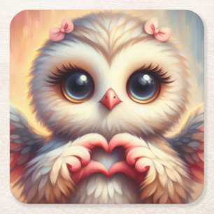 Mooie liefde hart uil kartonnen onderzetters