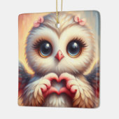 Mooie liefde hart uil keramisch ornament (Links)