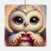 Mooie liefde hart uil keramisch ornament (Achterkant)