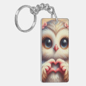 Mooie liefde hart uil sleutelhanger (Voorkant Links)